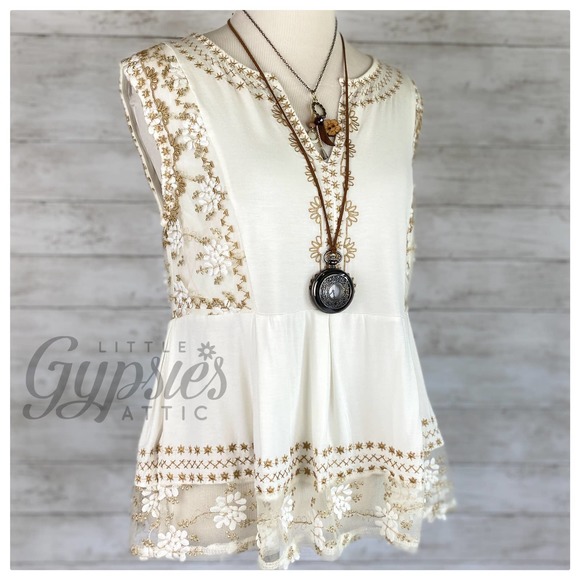 POL Babydoll Embroidery Peplum Top - Picture 2 of 12